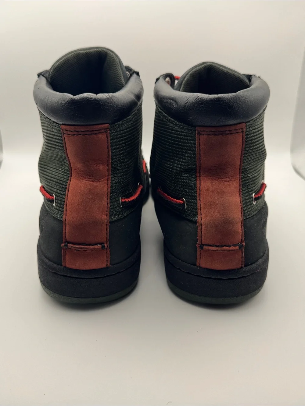 Timberland Men's Mid Hiking Boots Black Leather Red Olive 31577 5722 Size 9M